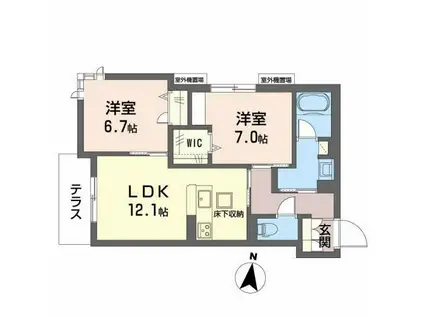 SHAMAISON EXCEED ASAHI(2LDK/1階)の間取り写真