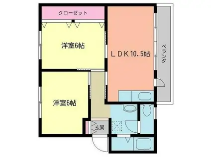 コーポ大塚(2LDK/4階)の間取り写真