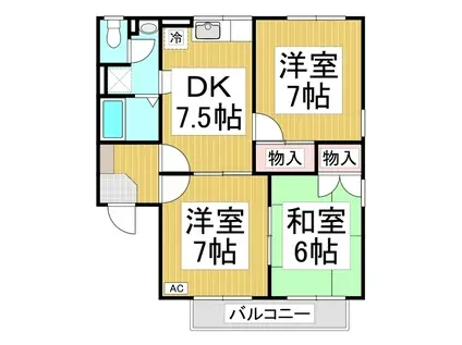 コーポ新稜A棟(3DK/1階)の間取り写真