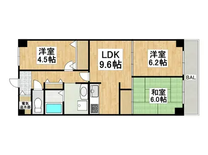 ジャルダン宝塚中山台1番館(3LDK/6階)の間取り写真
