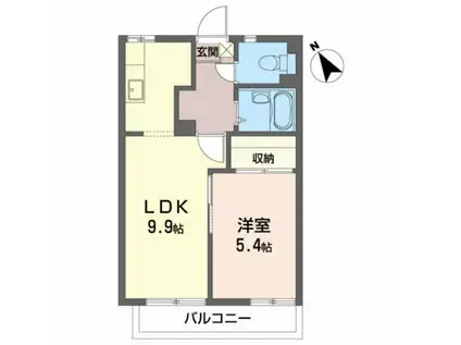 アパートメントハウス・アイリス A(1LDK/2階)の間取り写真