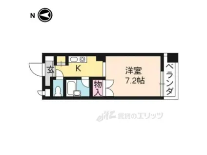 京阪本線 伏見桃山駅 徒歩9分 5階建 築31年(1K/2階)の間取り写真