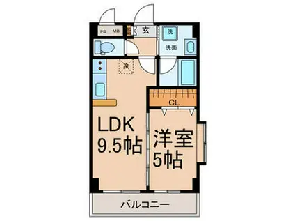 クオン千原(1LDK/2階)の間取り写真