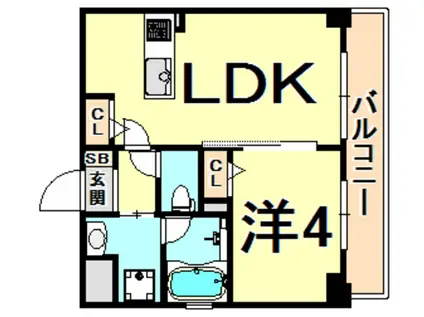 CODE西宮甲子園口(1LDK/3階)の間取り写真