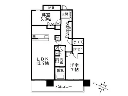 キャピタルマークタワー(2LDK/33階)の間取り写真