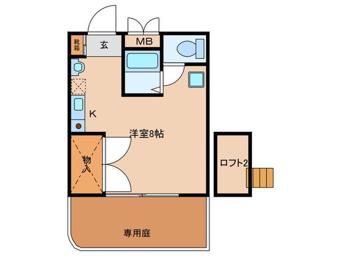 ミモザ館(ワンルーム/1階)の間取り写真