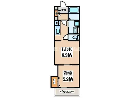 ラモーナ諸福I(1LDK/3階)の間取り写真