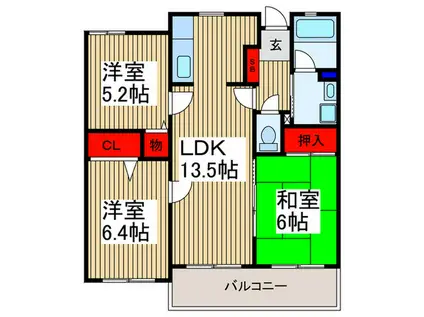 タートルクレインふじみ野II(3LDK/3階)の間取り写真