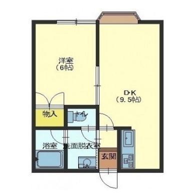 五稜郭マンション(1DK/2階)の間取り写真