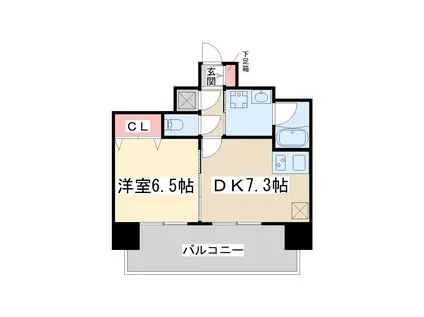 サンレムート江坂セカンド(1DK/9階)の間取り写真
