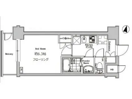 N-STAGE DOKKYODAIGAKUMAE(1K/1階)の間取り写真