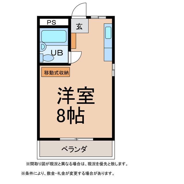 三弘ハイツ(1K/2階)の間取り写真