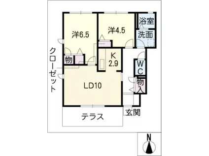 ヴィラ富木島A棟(2LDK/1階)の間取り写真