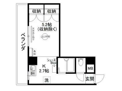 メゾン東和(ワンルーム/6階)の間取り写真
