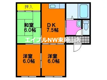 SUNNY COURTA(3DK/1階)の間取り写真