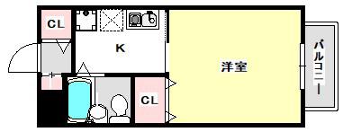 中山手ガーデンパレスB棟(1K/2階)の間取り写真