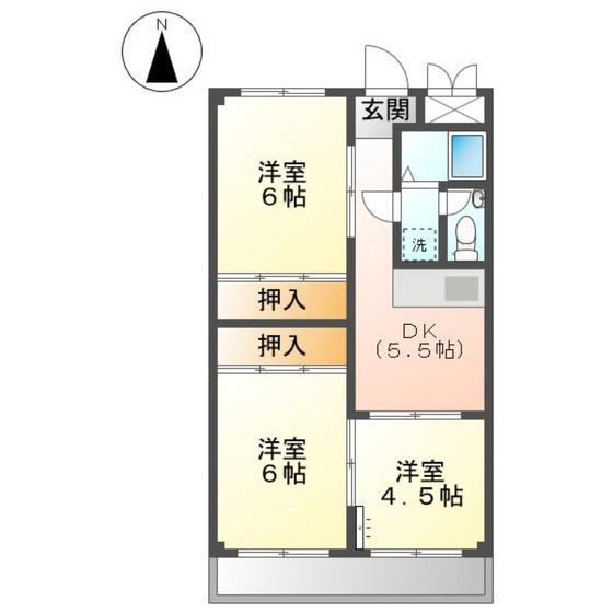 サンライフ大元(3K/4階)の間取り写真