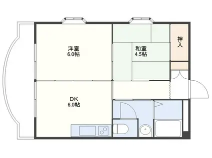 レジョンドール 東小島(2DK/2階)の間取り写真