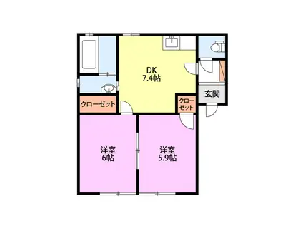 コーポラスTUTUMI A(2DK/1階)の間取り写真