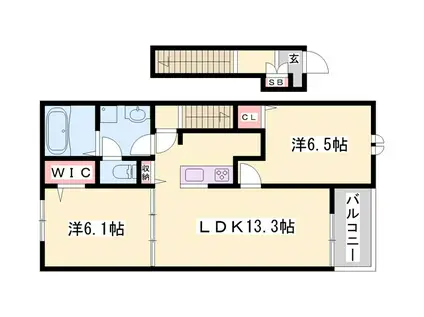 メルヴェイユA(2LDK/2階)の間取り写真