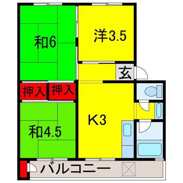 メゾン青葉台5号棟(3K/5階)の間取り写真