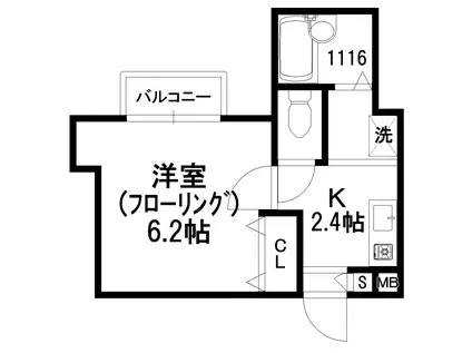 レジデンス芝富士(1K/2階)の間取り写真