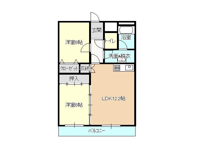 ラムセスA松波(2LDK/2階)の間取り写真
