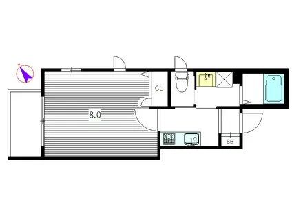 グランセリージェ(1K/2階)の間取り写真