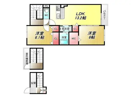 ドミソレイユIII(2LDK/3階)の間取り写真