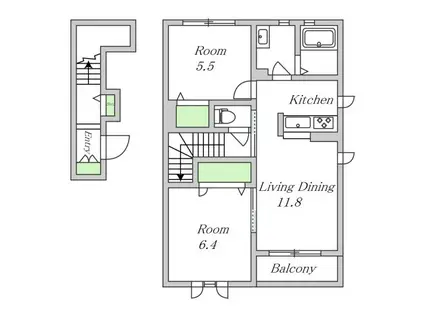 シャーメゾンやまぶき(2LDK/2階)の間取り写真