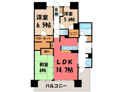 アルファステイツ熊谷銀座(3LDK/10階)の間取り写真