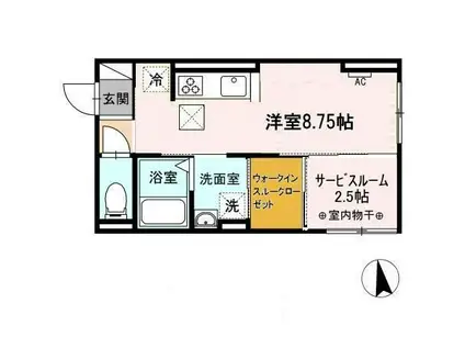 プログレス(ワンルーム/1階)の間取り写真