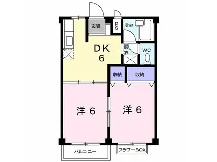 サンハイツヨシモト(2DK/2階)の間取り写真