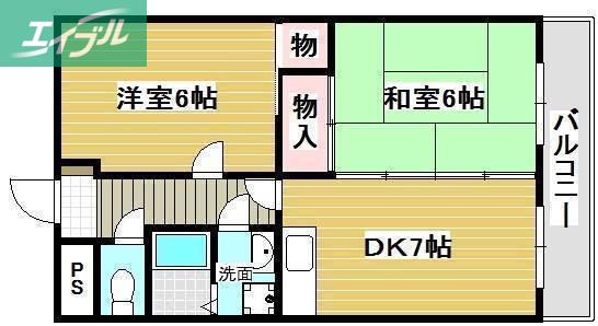 アリアE(2DK/1階)の間取り写真