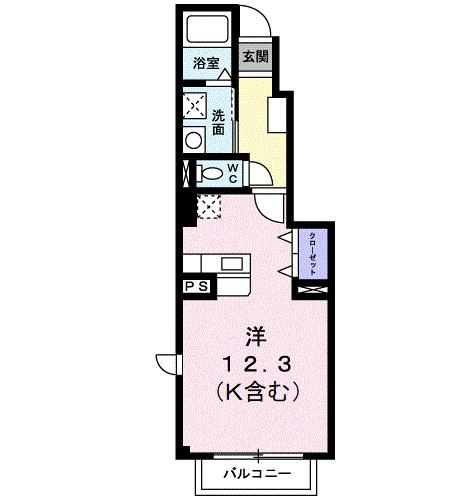 チアフルホームC(ワンルーム/1階)の間取り写真