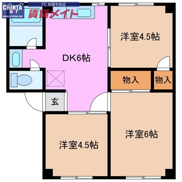 メゾン大国A棟(3DK/1階)の間取り写真