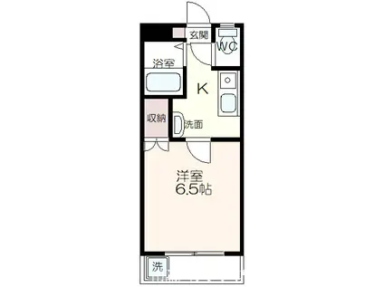 ミケル白百合II(1K/1階)の間取り写真