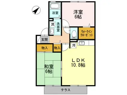 リバーポートあきA棟(2LDK/1階)の間取り写真