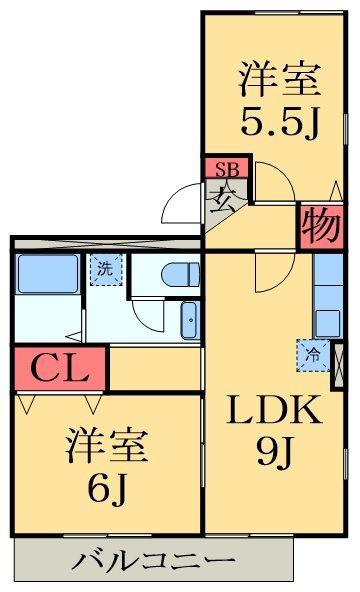 ロイヤルハウスA(2LDK/1階)の間取り写真