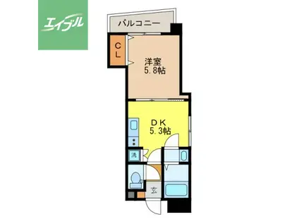 ラフィネ樺島(1DK/2階)の間取り写真
