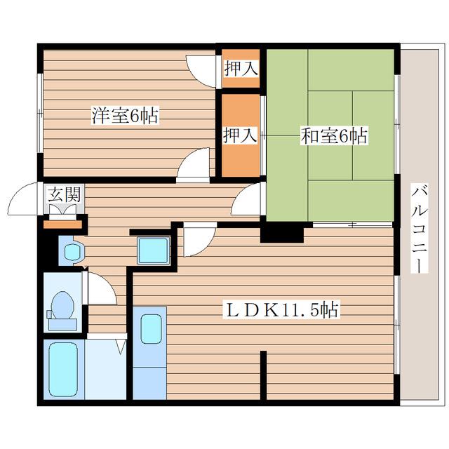 サンライズ館A(2LDK/2階)の間取り写真