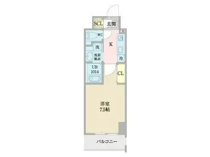 プレイズシード浅間町(1K/9階)の間取り写真