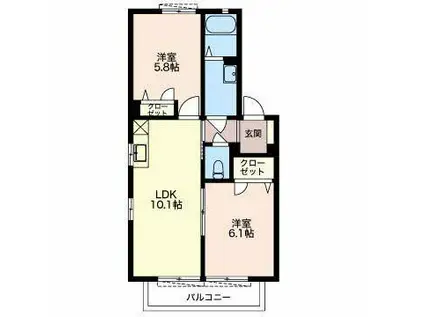 エスプワールA(2LDK/2階)の間取り写真