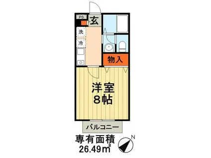 エスパシオ C・D棟(1K/1階)の間取り写真