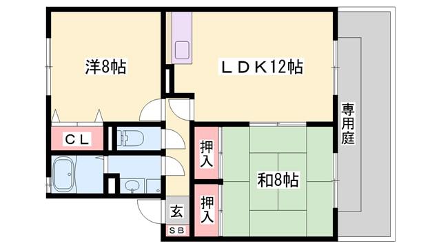 エピソード21(2LDK/1階)の間取り写真