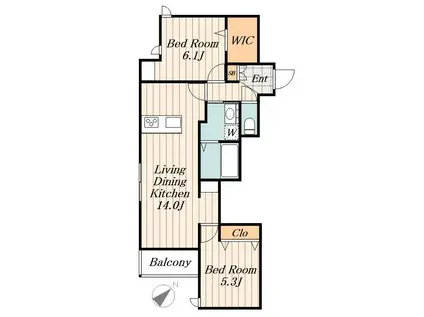 PLACIDO.N(2LDK/1階)の間取り写真