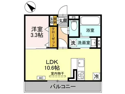 プレミアステイツY(1LDK/1階)の間取り写真
