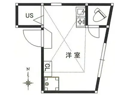 ジョイハウス(ワンルーム/2階)の間取り写真