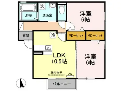 グランメールKT(2LDK/2階)の間取り写真