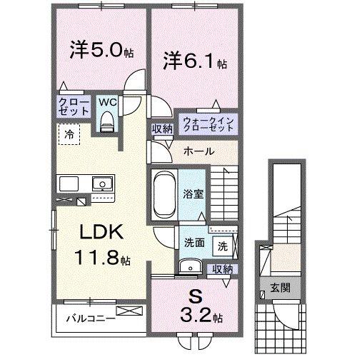 コート・ヴィレッジII(3LDK/2階)の間取り写真